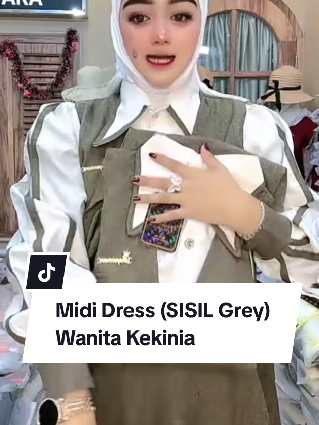 #Dress #SISILGrey Dress Premium Baju#WanitaKekinian #uniara💕 #fvp 