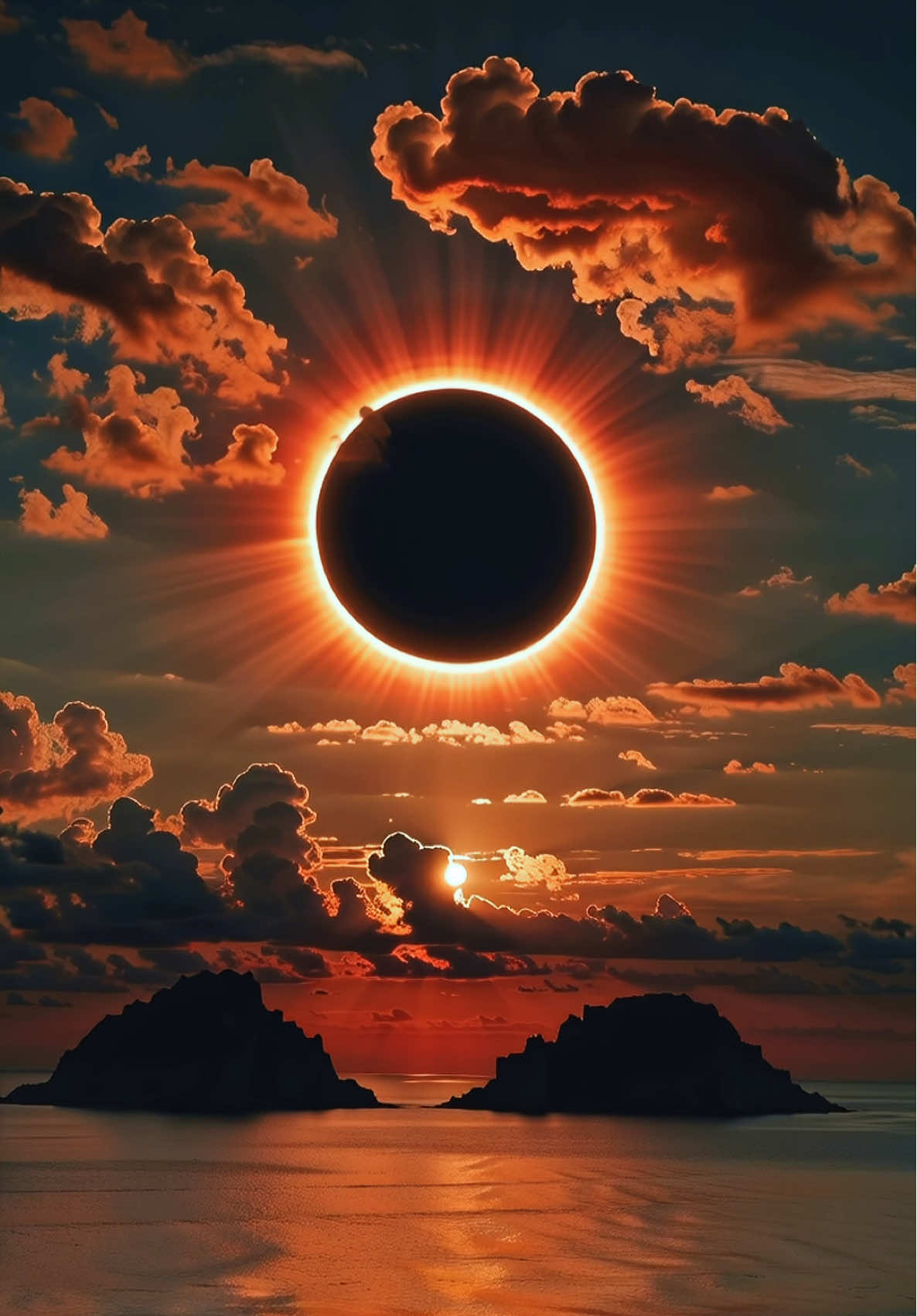 🧡A Breathtaking Solar Eclipse At Sunset Over Ocean✨✨ #nature #peaceful #natureechoes729 #sunsets #solareclipse 