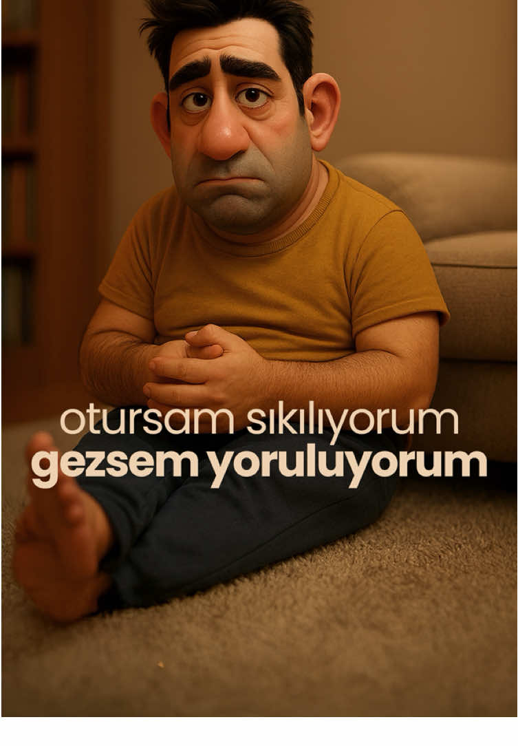 Otursam sıkılıyorum gezsem yoruluyorum 