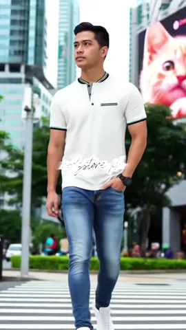 Kinwoo T780 Striped Trim Collar Polo Shirt For Men Premium Chinese Collar Polo For Men #men #polo #shirt #casualoutfits #fypシ゚ 