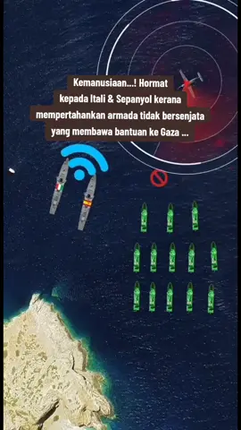 Pesawat F-16 Isr@elie dilihat terbang di atas Flotilla Sumud Global yang menuju ke Gaza pada 26 September ketika kapal-kapal itu semakin hampir ke Gaza di Palestin. 