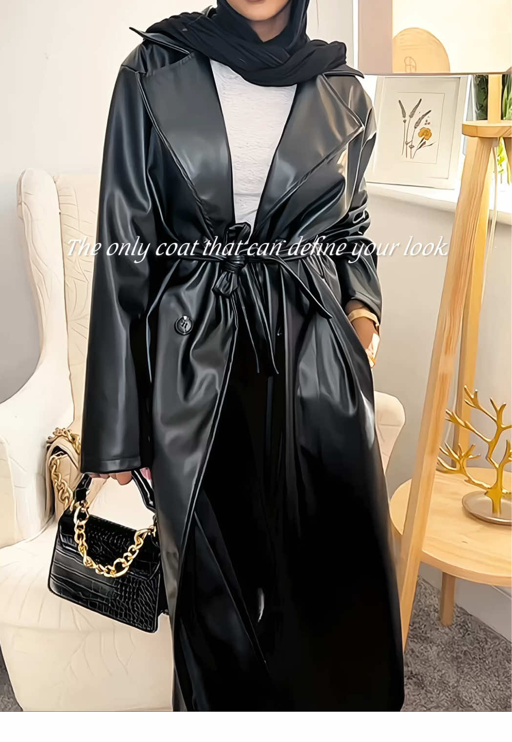 ✨ PU Leather Trench Coat 🧥 with Pockets💫🖤 #fyp #tiktokmademebuyit #outfitinspo #modestfashion #foryoupage❤️❤️ 