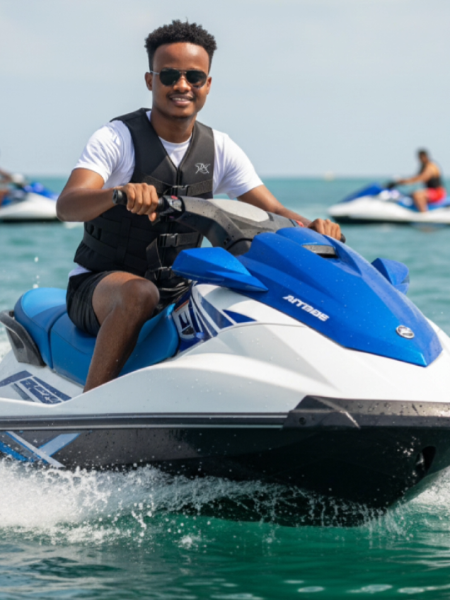 Just me, the sea, and a jet ski vibe 🌤️ #chatgpt #geminiedit #prompt #portrait #chatgptphototrend 