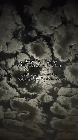 حبك من الخمر المعتق سقاني وسكّرت أنا وسكّرت وديان وشعاب ياما نشدت العرب من لقاني حد شاف لي قلبٍ مع النود هباب؟#تصويري #📸 #fyp 