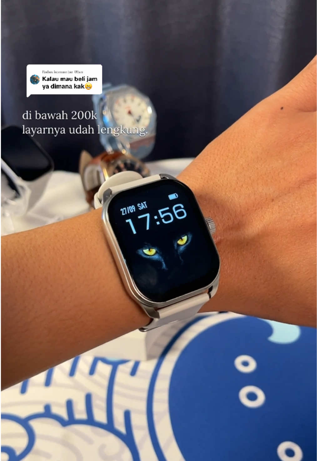 Membalas @Wan Cek di keranjang kiri bawah di bawah, 200rb udah dapet layar smarwatch lengkung🤩 #smartwatch #smartwatchviral #smartwatchmurah 