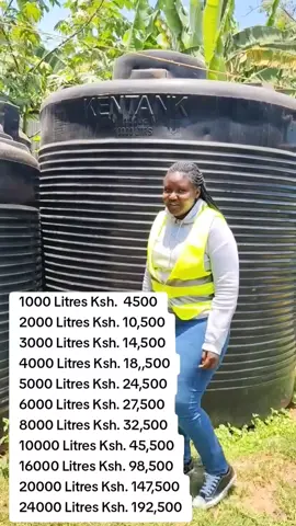 #WATER TANKS (KENTANK, TOPTANK, ROTO TANK) AVAILABLE ON OFFER.  TO ORDER AND ENQUIREcall  0735761317.FOR YOUR PLACEMENT 1000 Litres Ksh.  4500 2000 Litres Ksh. 10,500 3000 Litres Ksh. 14,500 4000 Litres Ksh. 18,,500 5000 Litres Ksh. 24,500 6000 Litres Ksh. 27,500 8000 Litres Ksh. 32,500 10000 Litres Ksh. 45,500 16000 Litres Ksh. 98,500 20000 Litres Ksh. 147,500 24000 Litres Ksh. 192,500 Delivery countrywide freely  KINDLY call or Whatsapp 0735761317#narocktikers #kenyastiktokers #kakamengatiktokers #kenyansinqatar🇶🇦🇶🇦🇰🇪🇰🇪 #kenyansinsaudia🇸🇦🇸🇦🇰🇪🇰🇪 #qatar🇶🇦 #saudiarabia🇸🇦 #bamburimtambotiktokers #makuenitiktokers #narocktiktokers #migoritiktokers 