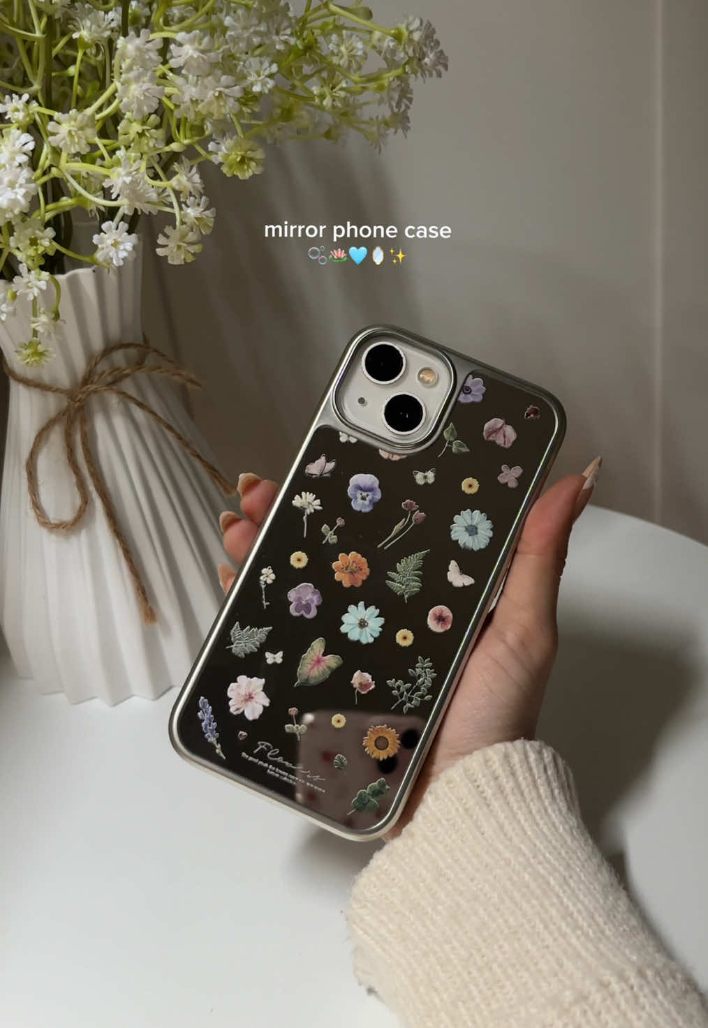 love my new phone case 💗 #flowerphonecase #iphonecase #phonecase #mirrorphonecase #aestheticphonecase 