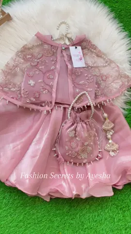 This luxurious lehenga and shirt set with beautifully crafted capshawl and potli, adorned with hand stone work, is perfect for any special occasion.. Sizes and colours are available  #viral #wesdingdress #partywear #fashionsecretsbyayesha #capshawl 