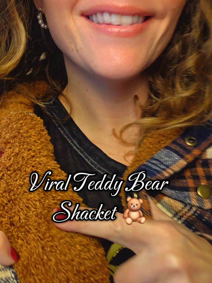 Look at how cozy the Teddy Bear Shacket is! They come in sooo many colors 🧸 #teddybear #shacket #teddybearjacket #cozy #jacket 