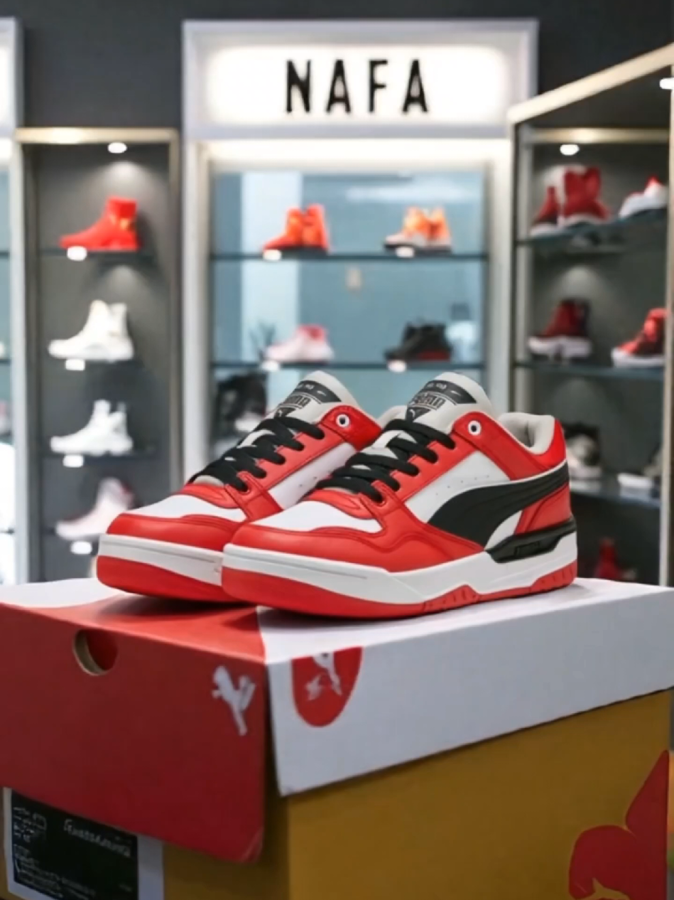 PUMA Sepatu Sneaker Rebound Retro Unisex Black-Red #sepatukeren #sepatupremium #puma #trend #fashion 