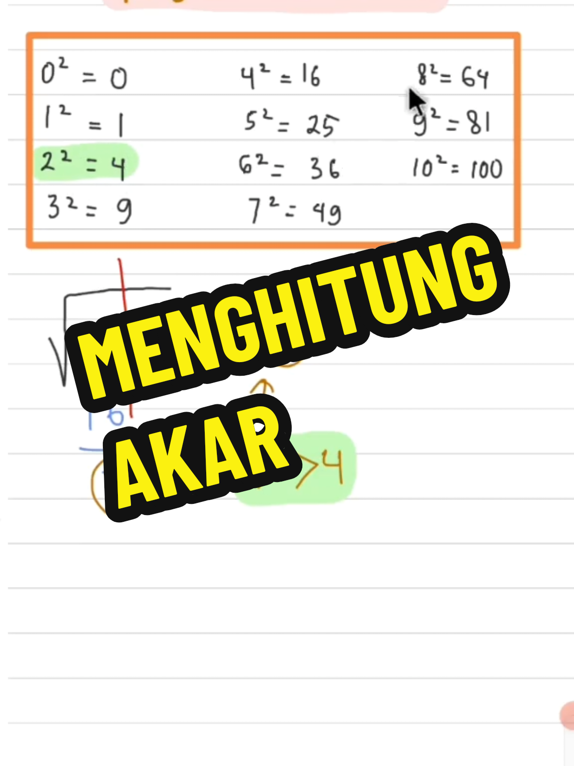 Cara Menghitung Akar Pangkat 2 #Math #Matematika #belajaronline #belajarditiktok #trikmatematika 
