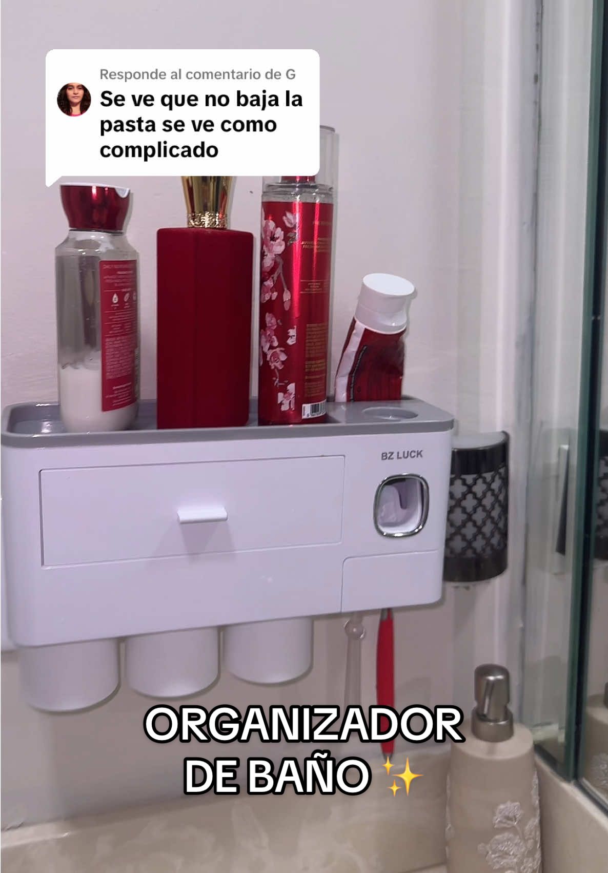 Respuesta a @G organizador de baño ❤️para mi me es más fácil y rápido poner mi pasta atrás 🙌🏼 #bathorganizer 