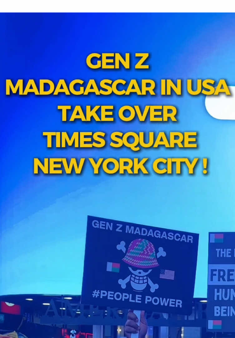 ‼️‼️PLEASE SHARE IT EVERYWHERE, LET THE WORLD HEAR US !!!📢📢 Times Square lit up with the voice of Gen Z Madagascar ✊🇲🇬 No Water, No Electricity, No Progress , a powerful call for justice and dignity echoed in the heart of New York   #freemadagascar✊🏾🇲🇬 #peoplepower #fightforpeace #genzmadagascar #justiceformadagascar 