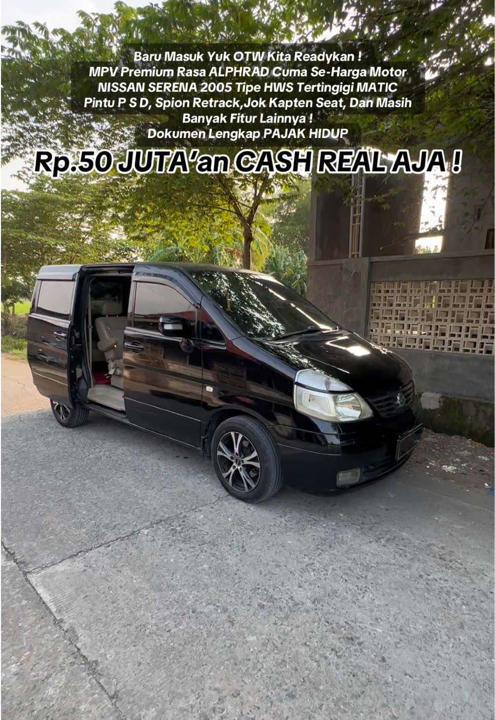 Rp.50 JUTA’an CASH REAL Yuk Udah Bisa Ngerasain Sensasi Naik ALPHARD ! Ready NISSAN SERENA HWS 2005 AT Dokumen Lengkap PAJAK HIDUP ! Fast Respon : 085712771269 🏢 WKM AUTO GARAGE (Ds.Jatimulyo Kec.Wedarijaksa Kab.Pati Utara) #nissan #serena #nissanserena #mobilnissan #alphrad 