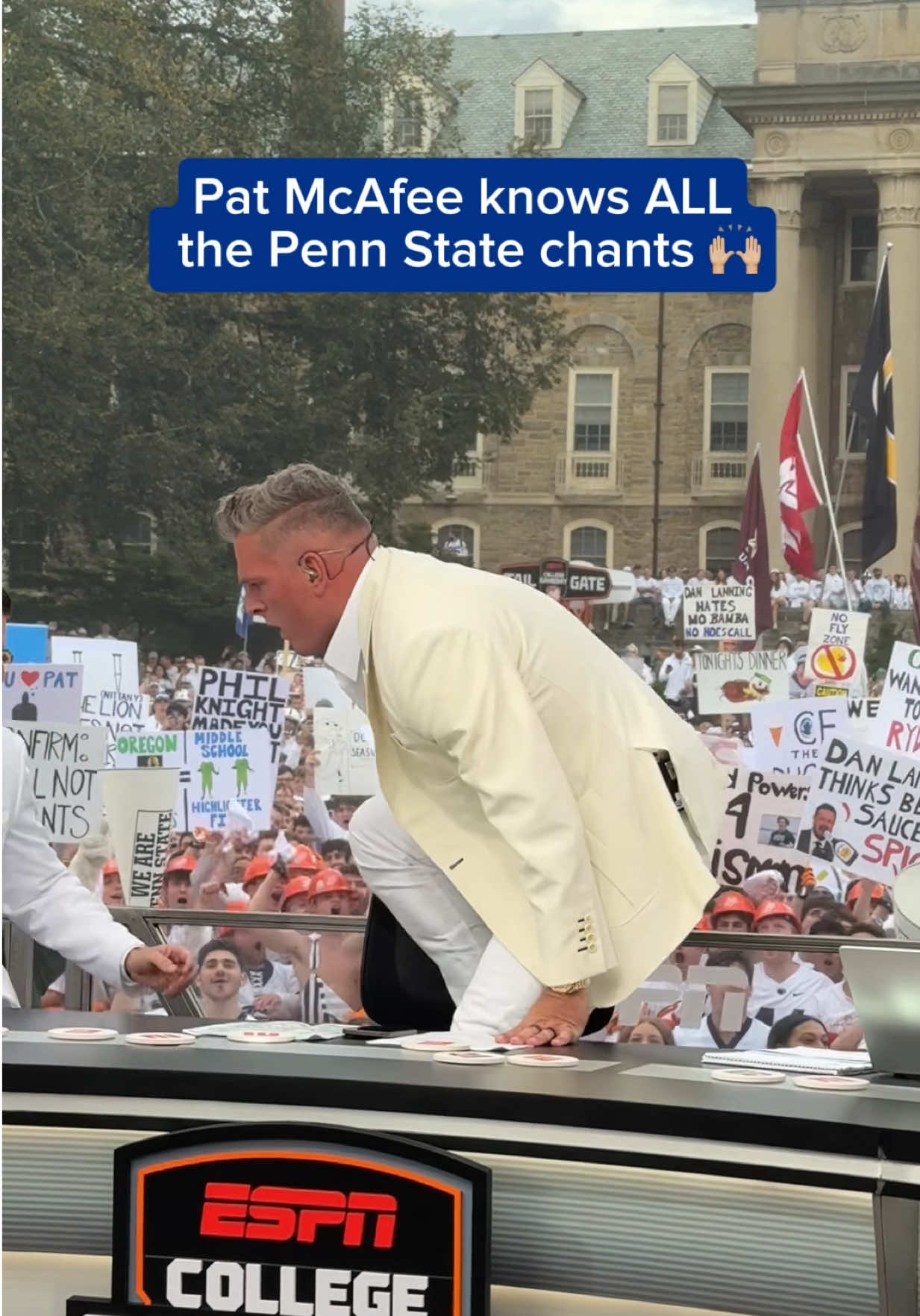 Pat knows how to hype up a crowd!! @College GameDay @Pat McAfee Show Clips @ESPN #pennstate #psu #collegegameday #espn #patmcafee  