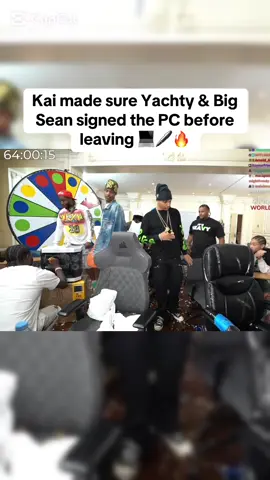 Kai made sure Yachty & Big Sean signed the PC before leaving 💻🖊️🔥 #fyp #viral #kaicenat #mafiathon3 #streamer 