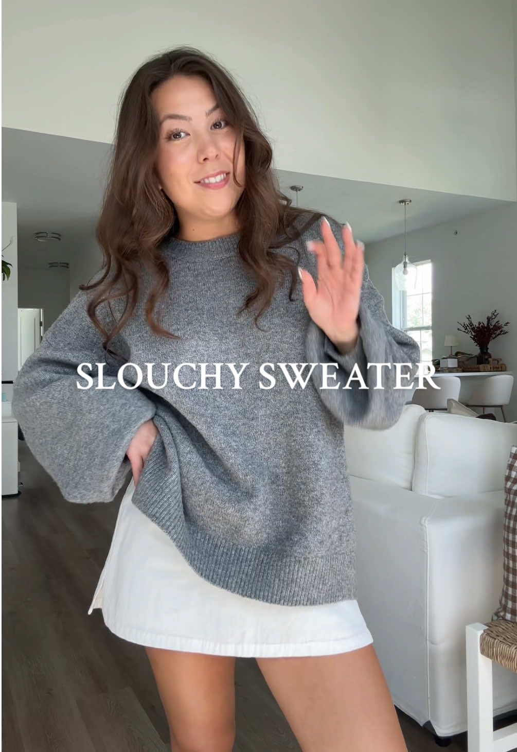 the perfect, affordable, slouchy oversized sweater 🤍🍂 wearing a large! #fallsweaters #sweater #fallfashion #slouchysweater #tiktokshopfalldealsforyou 