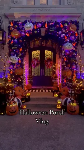 The making of the Halloween Porch!🎃💜 Let me know if you want to see more of these longer vlogs vs short form tutorials! Teamwork made the dream work these last couple days!!🍫  #halloweendecor #halloweenporch 
