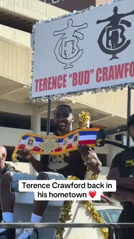 Terence Crawford is back in his hometown of Omaha, Nebraska showing off his belt at the parade 🔥 #canelocrawford #terencecrawford #canelo #caneloalvarez #boxing