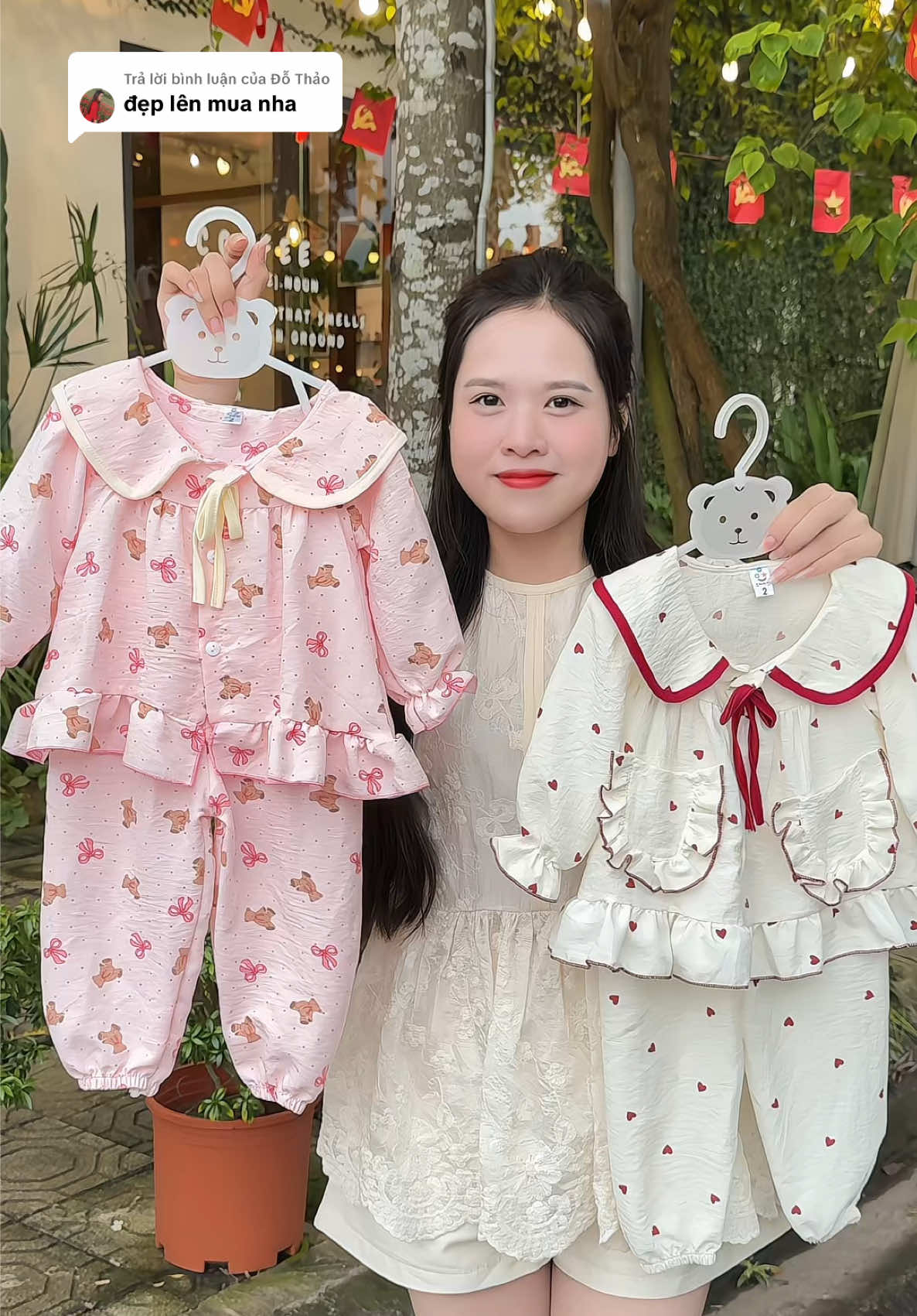 Trả lời @Đỗ Thảo  Bộ pijama bánh bèo xinh lắm ạ 🥰 #thoitrangtreem #setxinhchobe #bodaitaychobe #bodaitaychobe #phamdiutb 