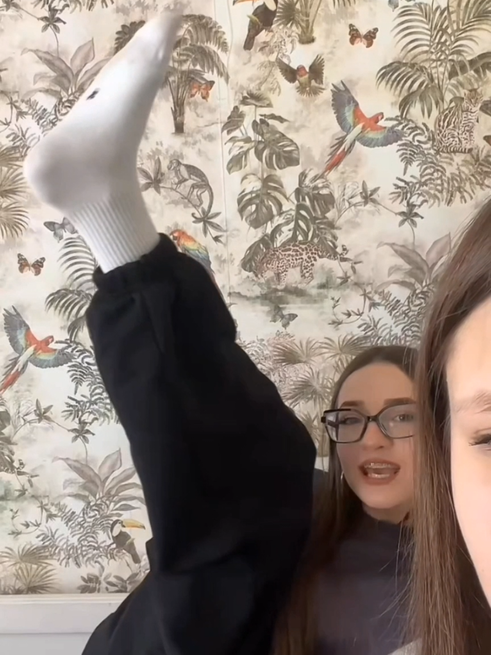 Two very beautiful girls put on clean white socks and give their feet a rest #socks #whitesocks #foot #feet ##носки 