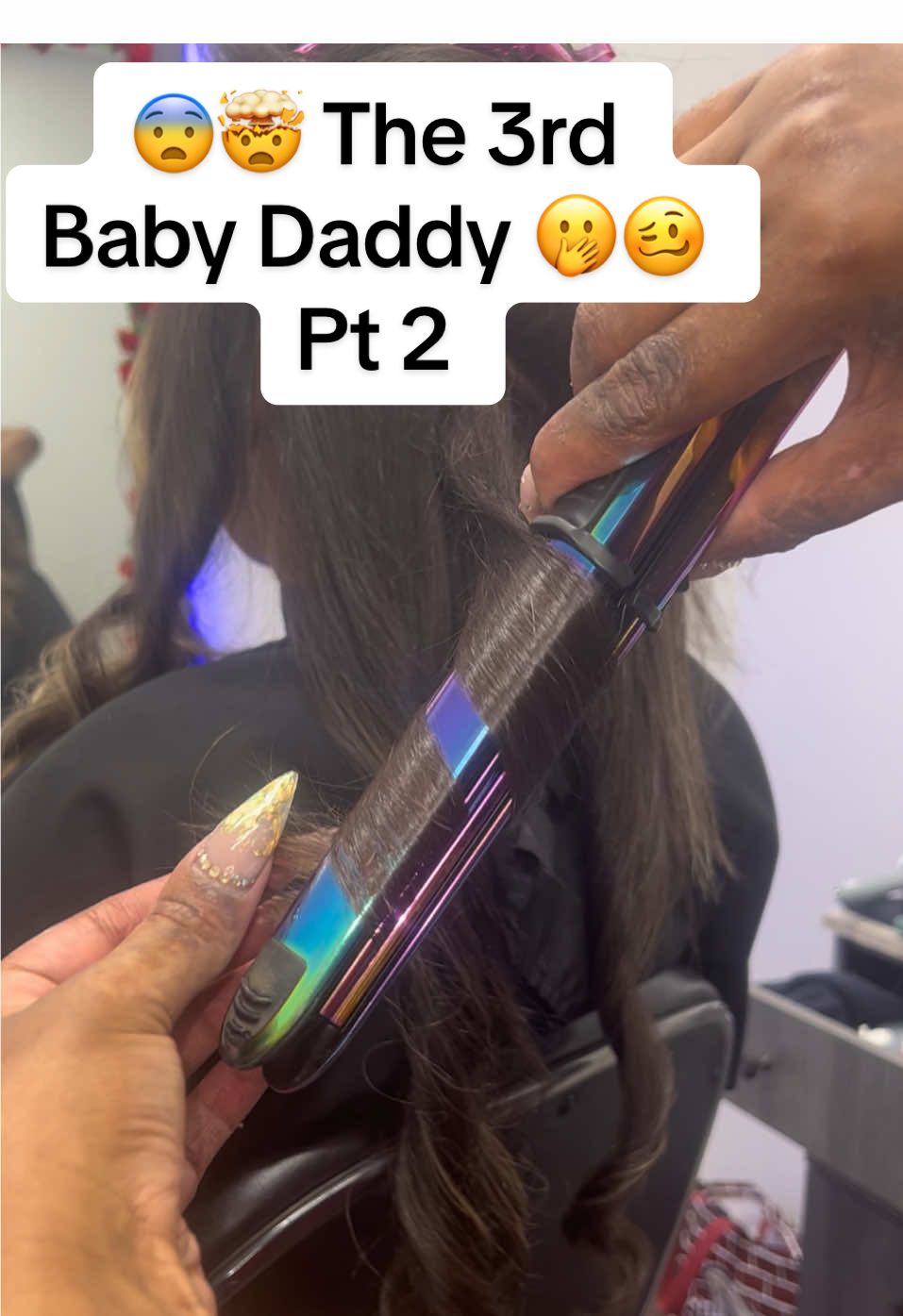 Now this is some good gossip but you can’t tell anyone alright. Some of y’all have been going around telling my clients' business and I don’t appreciate it but anyway I hope you enjoyed this Step-by-step hair tutorial on how I got her beautiful curls ready for this baby shower that she’s going to be having. It’s definitely going to be interesting and I hope her hair lasts, because I don’t think the relationship is gonna last.  let me know what you guys think of the comments and I’ll give you some more gossip later, bye 💖😘🥰💖 #storytime #hairtutorial #flatironcurls #hairtok #blowout 
