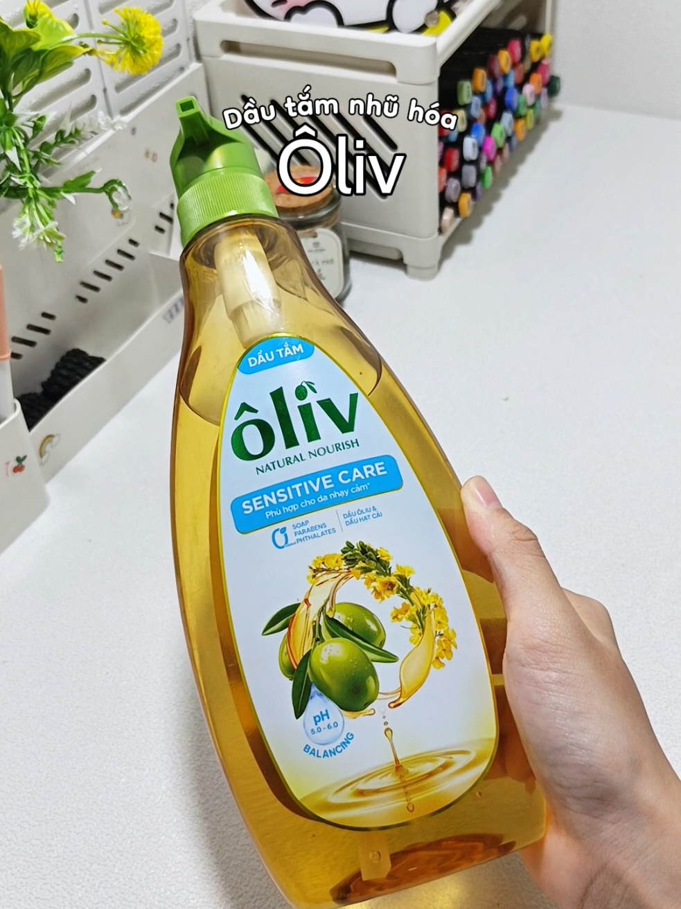 Dầu tắm nhũ hóa Ôliv dành cho da nhạy cảm giúp da sạch sâu mềm mướt #dautam #nhuhoasachsau #3xduongam #dautamoliv #oliv.