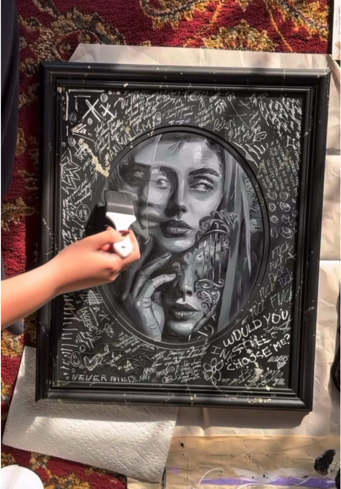 There’s something intimate about this part of the process… The final layer.  The moment each piece goes from being mine to being ready for someone else. These four paintings are now varnished, framed, and ready to meet their collectors.  Originals are available through my Etsy shop — link in bio. 🥀 — Mixed media & oil on panel | One-of-a-kind originals #originalartwork #oilpainting #mixedmediaart #artcollector #contemporaryart      