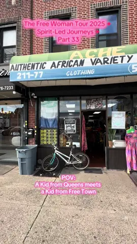 Part 33 || The Free Woman Tour 2025 . 👑 A Kid from Queens meets a Kid from Free Town 🇸🇱 . 🦋 Spirit guided me to Ache African Variety Store in Queens Village — and it turned into a full-circle soul reunion.  . ✨ Owned by brothers Albert + Reginald, hailing from Free Town, Sierra Leone, this gem of a shop is rooted in culture, community + choosing freedom. . 🪡 I came to get my hot pink Jansport fixed (because Queens kids never let go of their staples!) and met Khadim, the expert tailor who brought it back to life. . Albert, a former LPN, left the system behind after being denied time off to return home to Sierra Leone. He chose himself. He chose freedom. And now? He’s thriving. 🙌🏾 . When I told him my roots trace back to the Mende + Temne tribes — we both knew: this meeting was divinely orchestrated. . Thank you to my sis @Damali Abrams for the spiritual nudge. 💫 . Queens raised me. Sierra Leone claims me. Ache African Variety Store held me. 🖤 . 🌀 Support Black-owned businesses rooted in culture + soul. . 🪡 Ask for Khadim if you need magic with the thread! . 📍Ache African Variety Store, 211-77 Jamaica Avenue, Queens Village, NY — #TheFreeWomanTour2025 #QueensVillage #SierraLeone #Mende #Temne