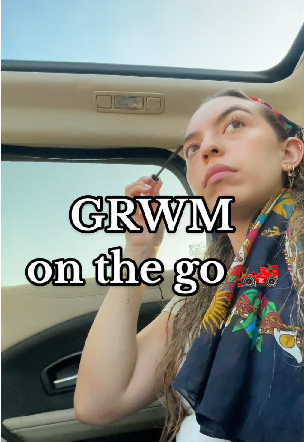 Makeup on the go girly for lifee 🤭💃🏻  📍Yas Island road trip  #grwmmakeup #cargrwm #MakeupRoutine #quickmakeup #makeuphack 