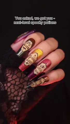 Techs, save this for your next “spooky but magical” request. 🧪 Potion nails = metallic swirl + gold details + matte weathered finish. Spooky, but make it luxe. 👻 What spooky set should we break down next? 👇 #LUXA #HalloweenNails #SpookySeason #NailHacks #NailTok
