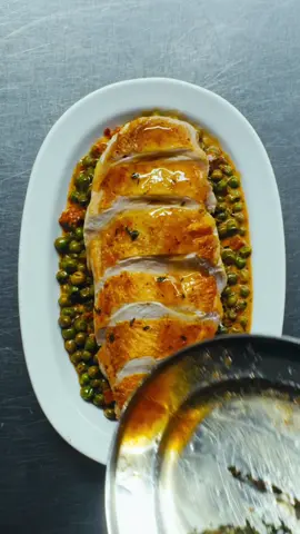 Perfectly Cooked Chicken Breast and Spicy Peas - Another Day In Paradise  I eat some version of this at least once a week and I have to admit I prefer chicken breast to a thigh these days. I know that will cause an emotional reaction from the haters, but that’s just where I’m at in my little life. You can get the full recipe on my newsletter - link in bio  These peas are inspired by a recent post from the incredible Adam Byatt (check out his recipe for French style peas & stuffed chicken leg). 