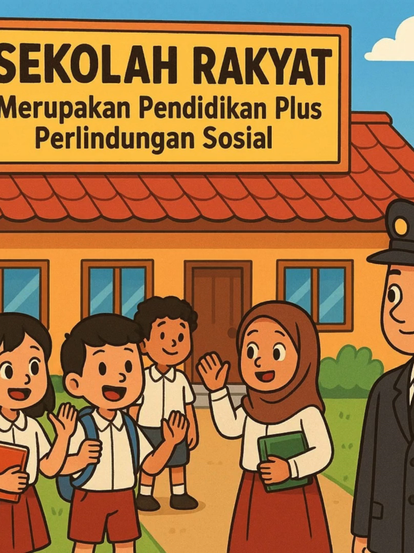 Sekolah Rakyat Wujudkan Pendidikan dan Perlindungan Sosial Terpadu Sekolah Rakyat, inisiatif unggulan Presiden Prabowo, dirancang untuk memutus rantai kemiskinan melalui pendidikan dan perlindungan sosial terintegrasi. Program ini tidak hanya memastikan anak-anak dari keluarga miskin mendapatkan pendidikan, tetapi juga mendukung keluarga mereka melalui pemberdayaan ekonomi, perbaikan tempat tinggal, keanggotaan koperasi, serta akses penuh ke bantuan sosial dan jaminan kesehatan. Dukungan pemerintah daerah memperkuat implementasi Sekolah Rakyat yang kini telah beroperasi di 100 lokasi dan akan bertambah menjadi 165 titik. Dengan target 1.000 siswa per sekolah, rencana pembangunan 500 sekolah dapat mengangkat setengah juta anak dari kemiskinan. Kerennya, program ini juga menggunakan teknologi kecerdasan buatan untuk mengidentifikasi potensi siswa, memastikan pendekatan pendidikan yang sesuai dengan kebutuhan individu. #PerlindunganSosial