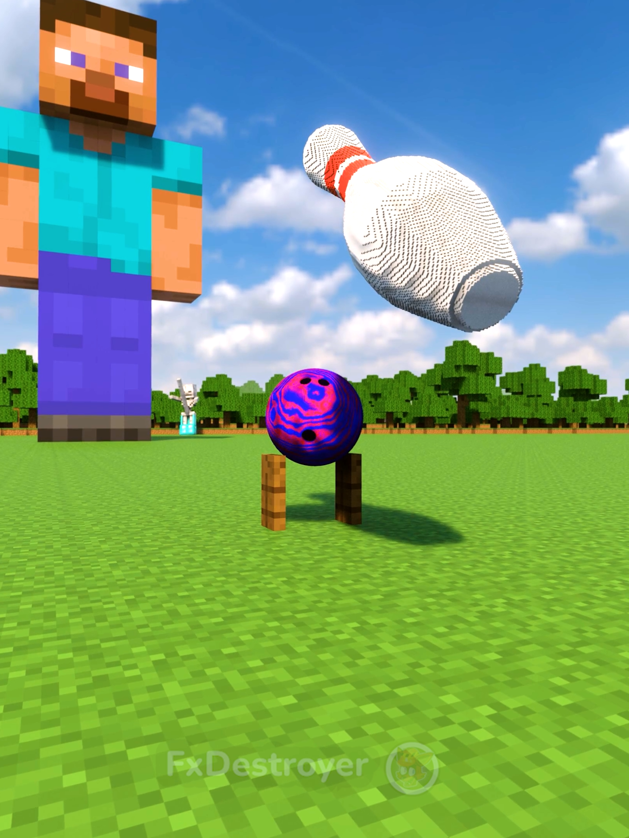 Steve Vs Bowling & Steve vs Axe!#Minecraft #teardown #satisfying #satisfyingvideo #asmr