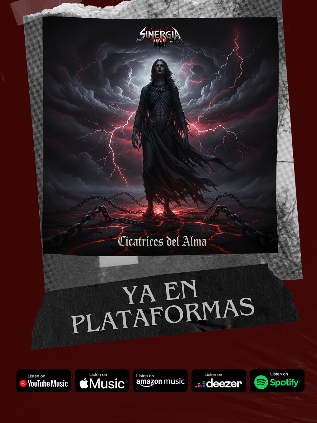 🎶🔥 ¡Atención metaleros! Ya está aquí el tercer álbum de SinergIA Music: 💥 Cicatrices del Alma 💥 Incluye 12 himnos llenos de fuerza y emoción: 1️⃣ Mi último abrazo 2️⃣ Cuando caiga la noche 3️⃣ El último en saberlo 4️⃣ Segundo en tu amor (versión alternativa) 5️⃣ Levanta tu voz 6️⃣ Ella dijo NO 7️⃣ Soy tu memoria 8️⃣ Un mundo distinto 9️⃣ Esclavo 🔟 Rompe las cadenas 1️⃣1️⃣ El desempleado 1️⃣2️⃣ No fuiste un tributo ⚡️ Disponible ya en Spotify y todas las plataformas. 👉 Ya lo añadiste a tus favoritos? #CicatricesdelAlma #SinergIAMusic #ElladijoNO #metalenespañol 