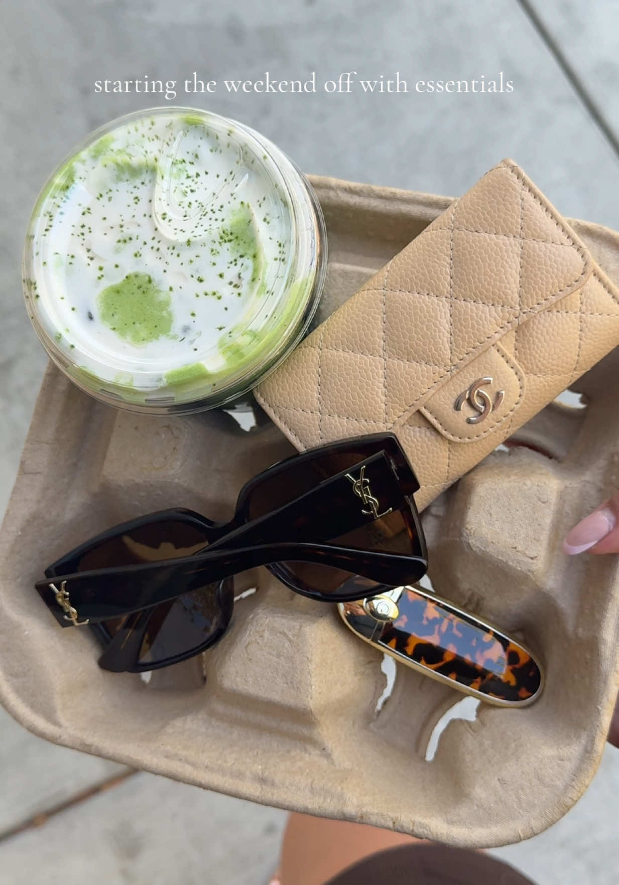 matcha einspanner & the daily essentials 🧸🍁🍵 #aestheticvideos #matchalatte #fallaesthetic #trendingvideo #aesthetics @SAINT LAURENT @Chanel 