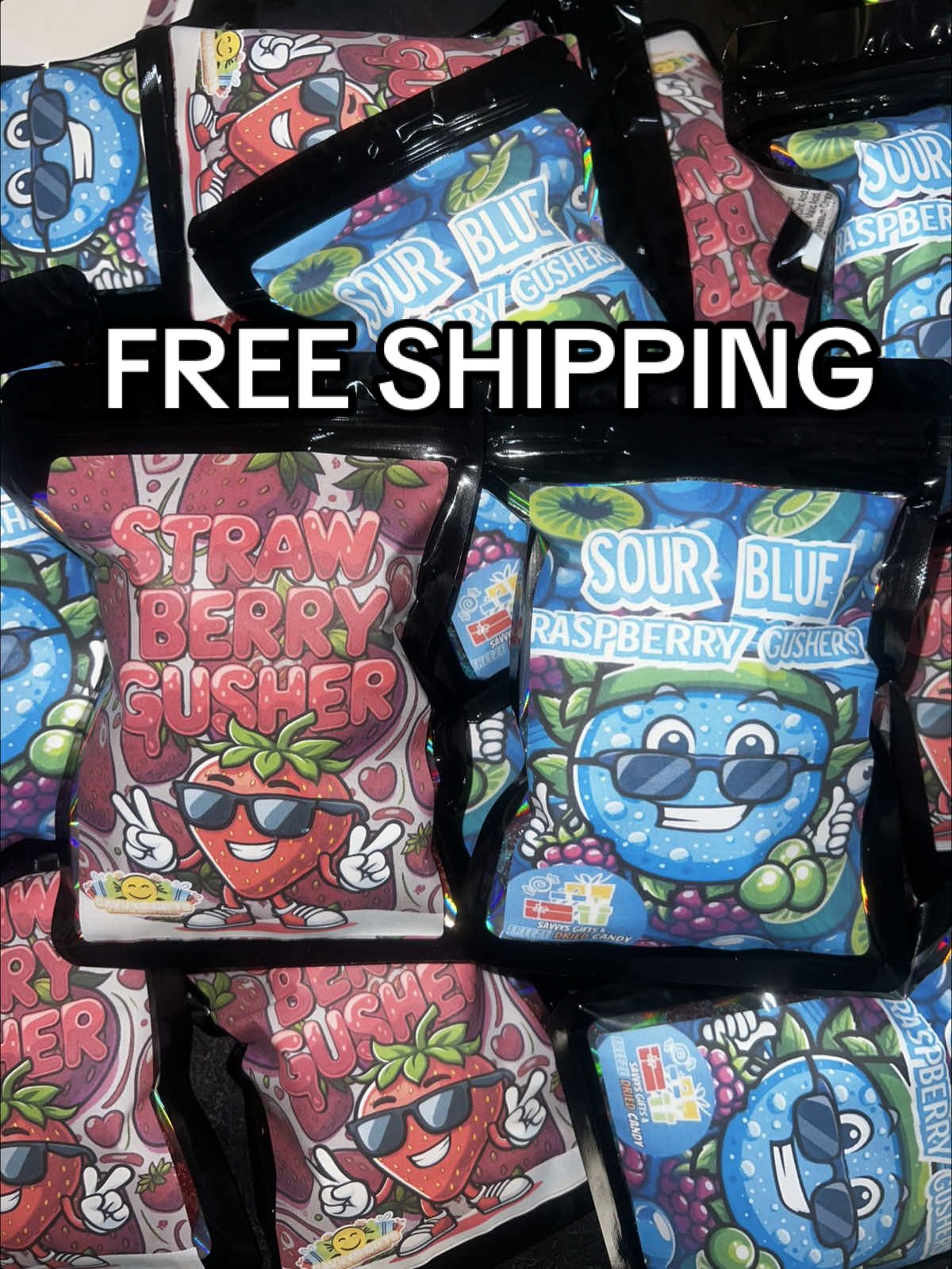 Sour Strawberry & Sour Blue Raspberry Gushers FREE SHIPPING! & Ships Next Day 🍓🫐 #fyp #tiktokshop  #candy 