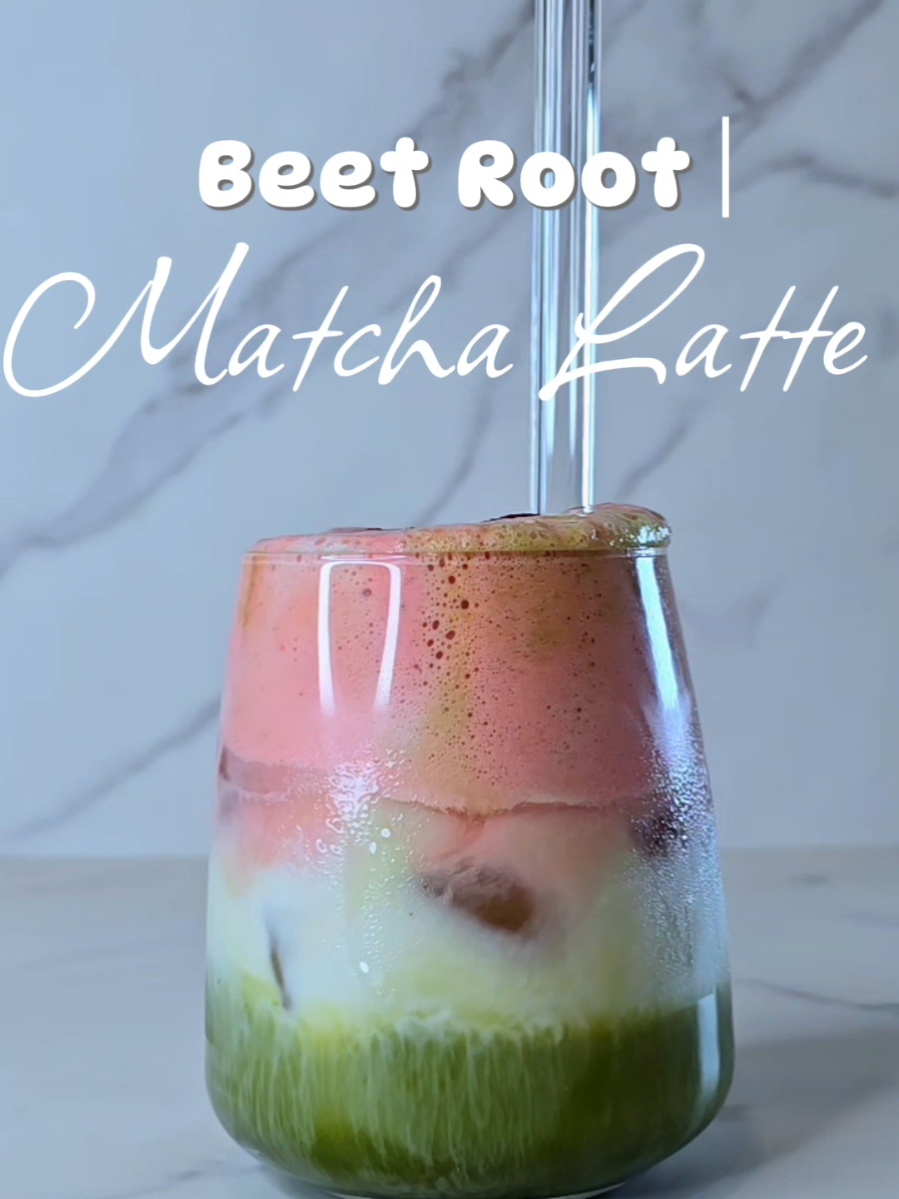 Beetroot Matcha Latte💚 This latte is giving luxury wellness vibes. ✨ Ingredients: 🌱 Matcha powder 💗 Beetroot powder 🥛 Almond milk 🍯 Honey 🌼 Vanilla extract ❄️ Ice • • #beetrootlatte #matchalatte #matchatok #fypシ゚viral #fyp  matchalover matcha fypp fyppp