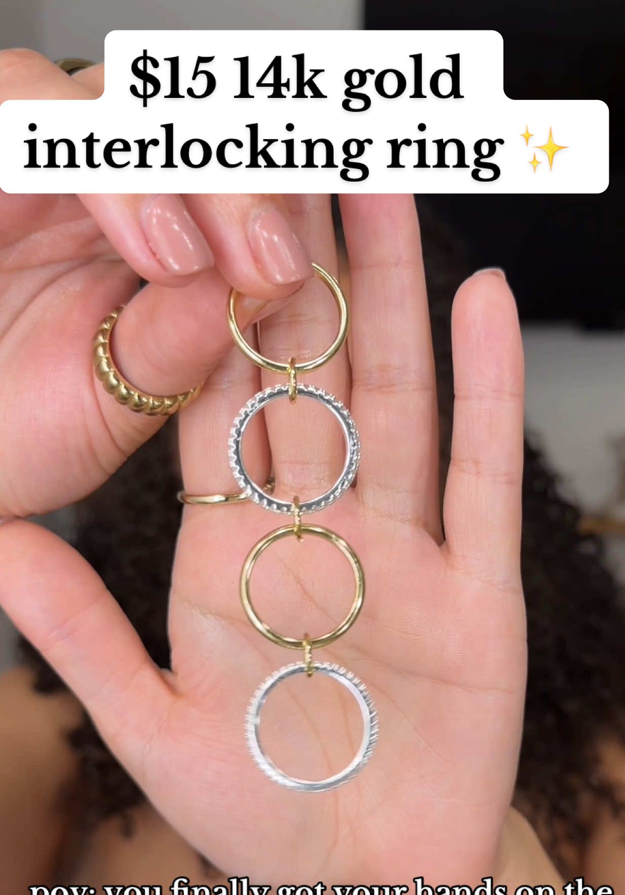 14k gold and only $15? sign me tf up 😮‍💨 i’m obsessed with @PAVOI #pavoi #interlockingrings #goldring #stackedring #affordablejewelry 