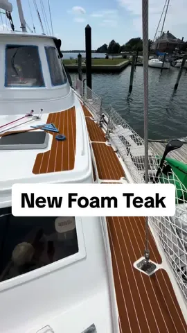 Installing Foam Teak!! 😍#travel #sailing #boatlife #sailboat #DIY 