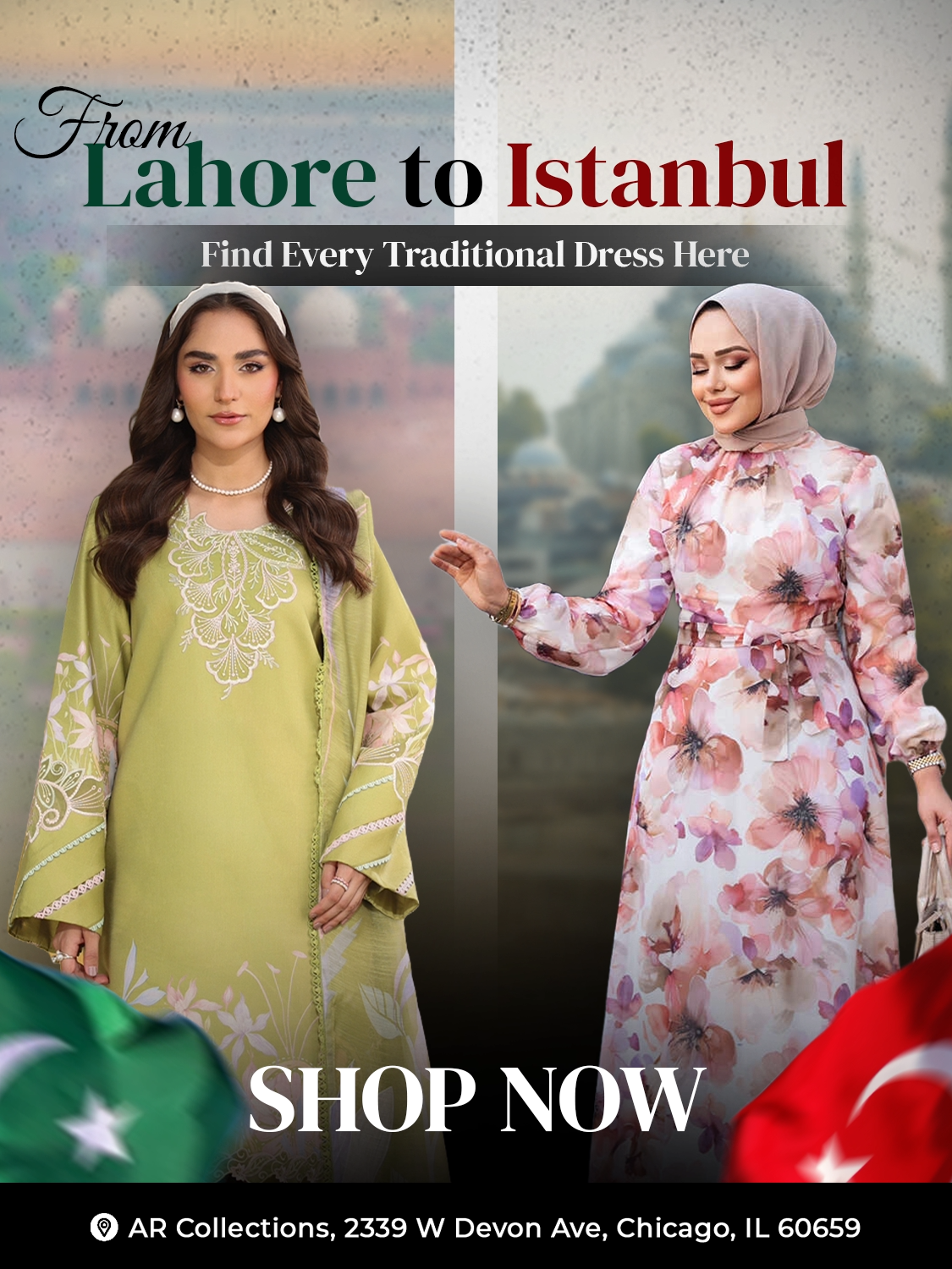 ✨ From the streets of Lahore to the charm of Istanbul, discover traditional dresses that define elegance. 🌿🌸 📞 Call to order: 773-603-5325 🛒 Shop online: arcollectionusa.com ✨ Follow us @arcollectionusa on Instagram, Facebook & TikTok #PakistaniFashion #TurkishStyle #CulturalElegance #ARCollectionUSA #ModestWear #ChicagoFashion