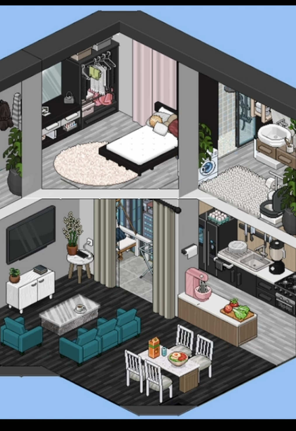 Departamento moderno jeje el video completo está en youtube ❤️#habbo #habbohotel #baw #builder #hartico 