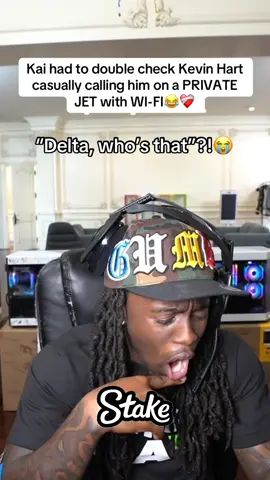 Kai had to double check Kevin Hart casually calling him on a PRIVATE JET with WI-FI😂❤️‍🩹#kaicenat #kevinhart #mafiathon3 #fyp