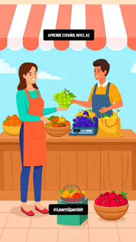 Aprende español desde cero en casa.En la frutería.Diálogo nivel A2. Learn Spanish from scratch at home.At the fruit shop. Dialogue level A2 #spanishvocabulary #spanishforbeginners #learnspanish #españolfacil #easyspanish 