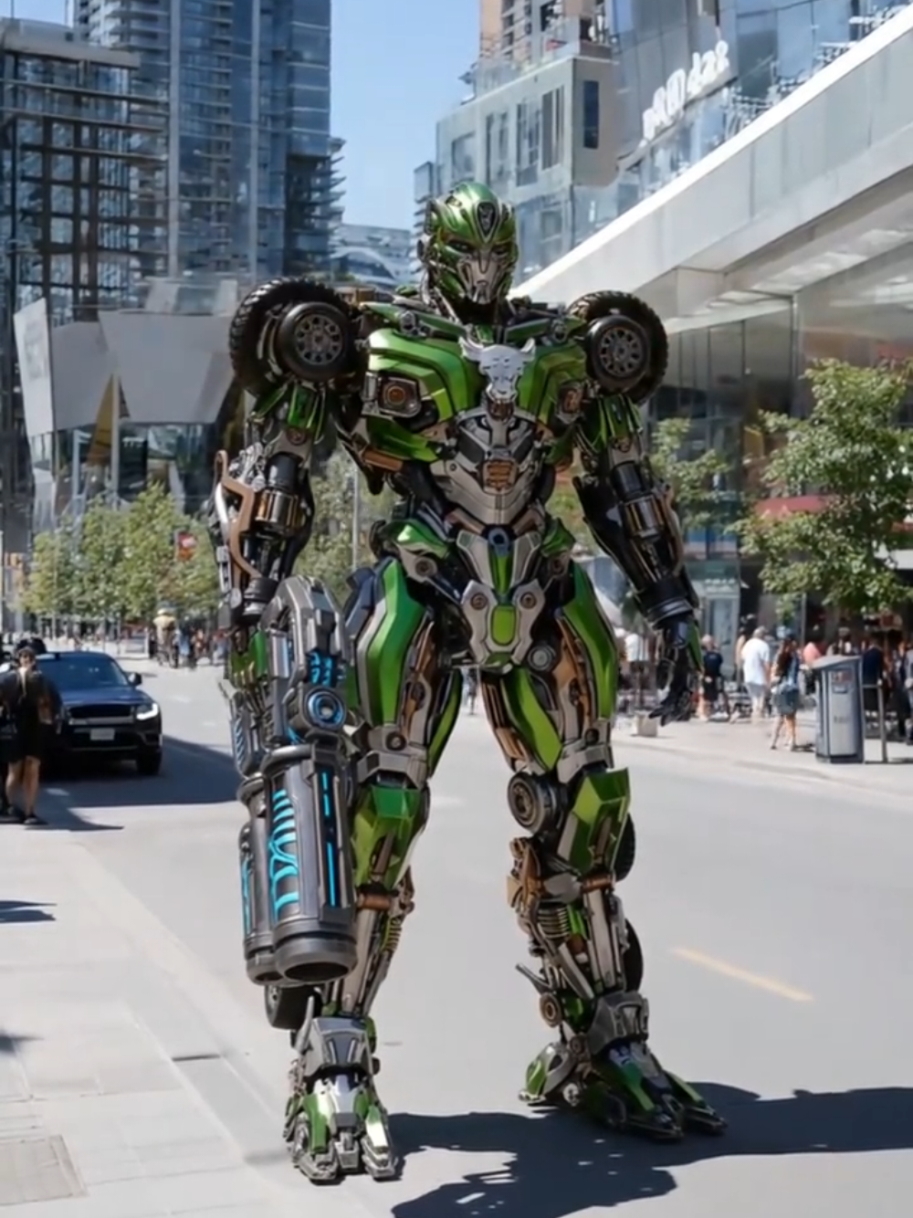 Green Lamborghini Urus Races Through the City and Transforms into a Robot! 📌 Video Description Amid the towering skyscrapers, a green Lamborghini Urus races through the bustling city. As it halts in front of the camera, its body panels split apart and mechanical parts rotate, beginning a dramatic transformation. Massive metallic arms and legs unfold, and at last, it stands revealed as a towering robot. Experience the seamless and epic transformation, just like a true Transformer. #robot #cartransform #Transformation #robotics #machine 