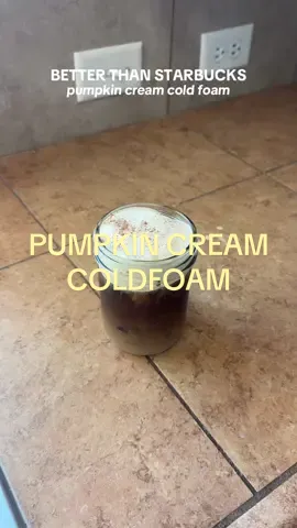 Better than Starbucks: Pumpkin Cream Cold Foam. My husband called this “pumpkin pie coldfoam” let me know if you try it!!! 🎃🧡🍂 - ½ cup heavy cream - 2 tbsp milk - 2 tbsp pumpkin purée - 1–2 tbsp maple syrup - ½ tsp vanilla - ½ tsp pumpkin pie spice (pumpkin pie extract)  Froth until fluffy, pour over cold brew. Store in the fridge for up to a week! #coffee #coffeetok #pumpkinspicelatte #pumpkincreamcoldbrew #starbucks 