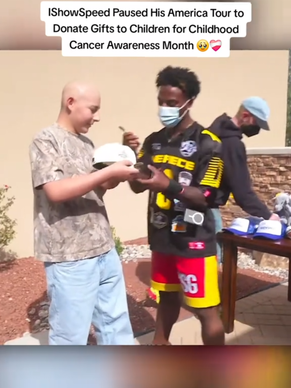 IShowSpeed Paused His America Tour to Donate Gifts to Children for Childhood Cancer Awareness Month 🥹❤️‍🩹 #ishowspeed #fyp 