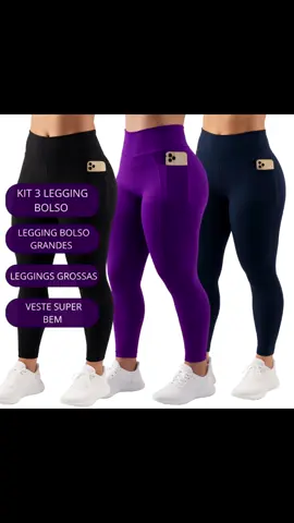 Praticidade e estilo em um só kit! O **Kit 3 Calças Legging Feminina com Bolso Lateral** é perfeito para o dia a dia, fitness ou looks casuais. Em tecido confortável e durável, tem bolso prático para celular, chaves e muito mais. Ótimo caimento e liberdade de movimento garantidos. Por apenas **R$39,65 com 38% de desconto**! o link do produto está nos comentários ou é só pedir! #LeggingComBolso #FitnessFeminino #LookParaAcademia #ConjuntoEsportivo #CalçaLeggingBarata               