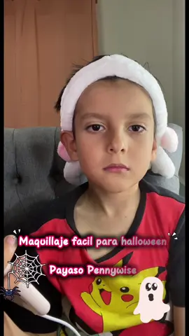 🎈Tutoríal facil, payaso pennywase maquillaje pra nuestros peques 🤡primer maquillaje de hallowen #halloweenmakeup #pennywise #maquillajetutorial #terror #halloweenlook 