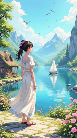 Peaceful Countryside Journey with Hana | Relaxing Ghibli Inspired Animation for Study, Sleep & Focus” Step into a peaceful countryside journey with Hana as she wanders through lakeside cottages, seaside balconies, cozy homes, sunflower fields, and lavender gardens. This relaxing Ghibli-inspired animation captures the gentle flow of nature with moving skies, swaying flowers, and turning windmills — perfect for studying, sleeping, working, or simply calming your mind. Let this soothing visual story bring you comfort, focus, and serenity. 🌿 #ghiblistyle #peaceful #countrysidelife #cozyanime #nightvibes 